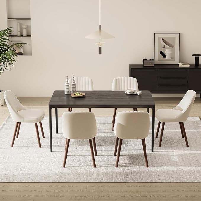 MALOL Upholstered Dining Chairs Set of 4, Modern Fabric Kitchen Chairs with Back, Wood Legs for Kitchen Dining Room Restaurant, Beige