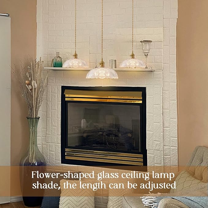 Hanging Lamp,9.8 Inch Pendant Lights Kitchen Island Braided Cord Hanging Pendant Light Flower Lampshade Vintage Hanging Lamp Farmhouse Living Room Bedroom