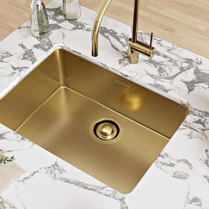 Kitchen Sink Brass Garbage Disposal Flange and Stopper, Fit 3-1/2 Inch Standard Sink Drain Hole,Kitchen Sink Replacement Accessories,Sink Garbage Disposer Kit (Gold)