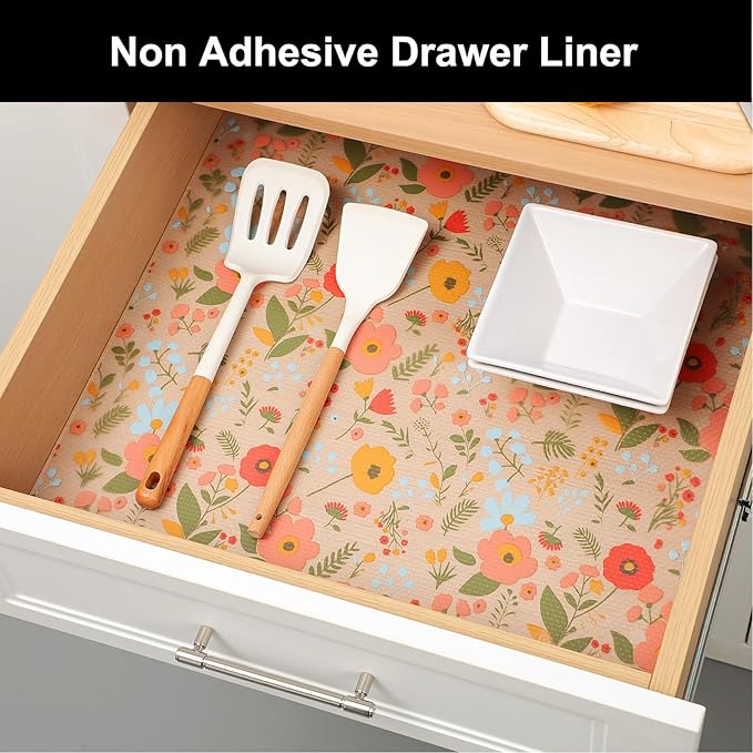 Cooyes Shelf Liner – Premium Non-Adhesive Cabinet & Drawer Liner for Kitchen – Waterproof Shelf Paper with Modern Pattern – Durable EVA Cabinet Mat – Easy to Cut （24" W x 240" L）