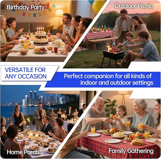 Folding Table 4 Foot for Indoor Outdoor, Portable Heavy Duty Fold-in-Half Utility Small Plastic Adjustable Height Folding with Carrying Handle for Picnic Camping and Party, Matte Black