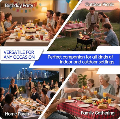 Folding Table 4 Foot for Indoor Outdoor, Portable Heavy Duty Fold-in-Half Utility Small Plastic Adjustable Height Folding with Carrying Handle for Picnic Camping and Party, Matte Black