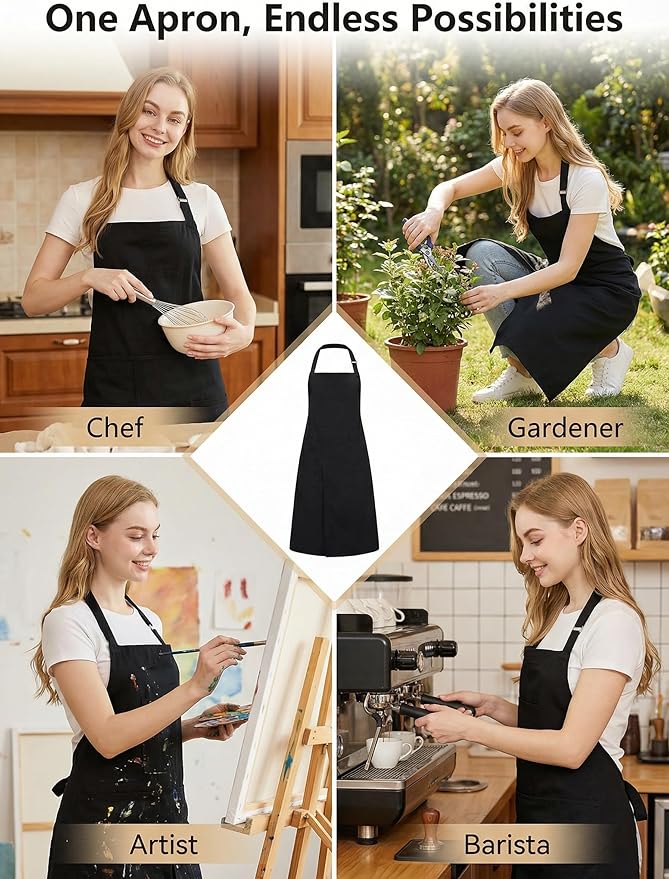 Molaxhome Split Apron with 3 Pockets,Unisex Pottery Apron with Adjustable Strap for Kitchen Ceramics