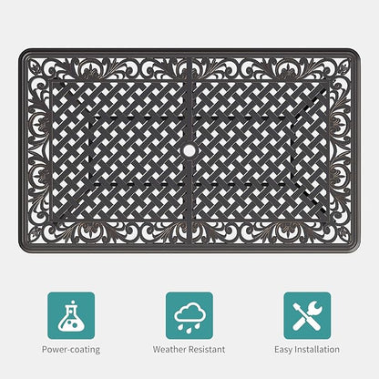 GarveeLife Cast Aluminum Outdoor Dining Table, 59 in Patio Dining Table with 2 in Umbrella Hole and Adjustable Foot Pads for Garden, Backyard, Deck, Dark Bronze