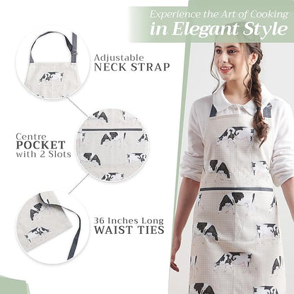 Maison d' Hermine 100% Cotton Apron for women with Pocket Kitchen Chef Apron for Men Cooking Mothers Day Gifts