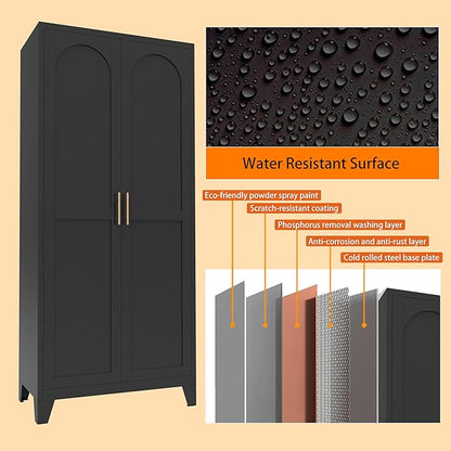 Ball & Cast 71″Tall Freestanding Kitchen Pantry Cabinet,Versatile Metal Storage Cabinet w/Adjustable Shelves & Doors,Pantry Cabinet for Kitchen and Dining Room,Black