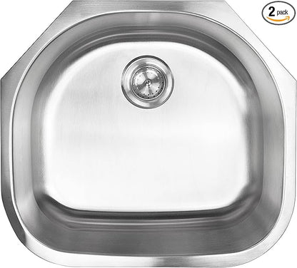 MSI 23 Inch x 21 Inch Undermount Single Bowl 18 Gauge Stainless Steel Kitchen Bar Sink and Strainer