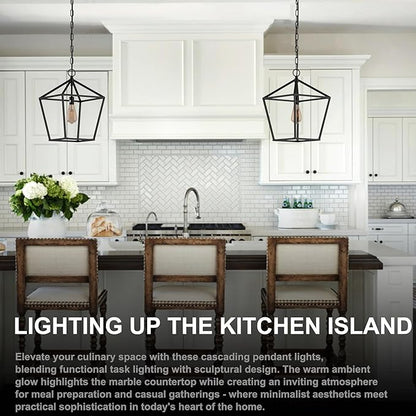 Kitchen Island Light RC Ceiling Light Fixture 1-Light Hanging Pendant Light for Kitchen Island Chandelier, Metal Cage Entryway Fixture with Adjustable Chain, Vintage Industrial