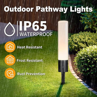 Landscape Lighting Low Voltage Pathway Lights, 8 Pack Landscape Path Lights 300LM 6W, 3000K Bollard Aluminum Low Voltage Landscape Lights Wired for Walkway Yard Garden
