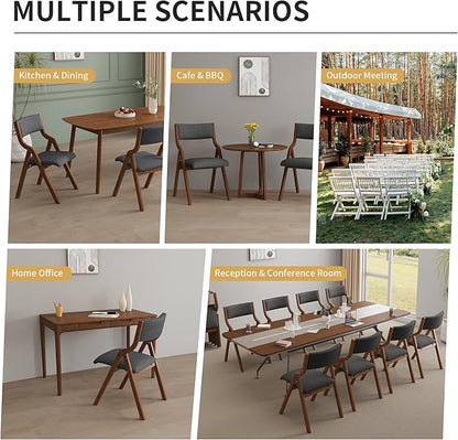 Ball & Cast Modern Folding Chairs Foldable Dining Chairs Set of 2, 18" Seat Height, Dark Grey