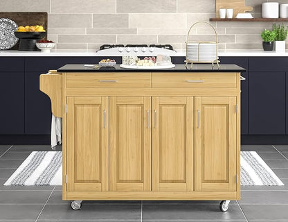 Create-a-Cart Natural 4 Door Cabinet Kitchen Cart with Black Granite Top by Home Styles