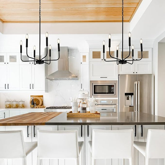 KSANA Black Chandelier, Modern Farmhouse 6-Light Fixture for Bedroom, Foyer, Dining & Living Room, Kitchen, and Entryway
