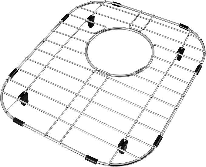 Kitchen Sink Grid and Stainless Steel Sink Protectors, Sinks Bottom Grid, Sinks Mats and Sink Racks for Bottom of Kitchen Sink, 11 5/8'' x 13 9/16'' with Rear Drain for Double Bowl