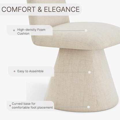 KISLOT Swivel Dining Chairs Set of 4, Modern Upholstered Dining Chair Mid Century Kitchen Chairs with Wave Shaped High Back, 360 Degree Rotating Vanity Chair for Dining Room, Bedroom, Farmhouse, Sand