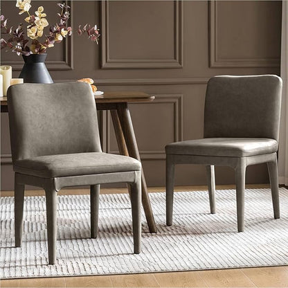 HULALA HOME Dining Chairs Set of 2, Morden Full Faux Leather Kitchen Chairs with Thick Cushion, Upholstered Accent Side Chair for Kitchen Dining Living Room Restaurant, Taupe