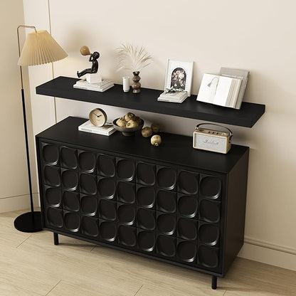 WELLAND 48 inch Black Mission Floating Shelves for Wall, Bathroom Wall Mount Shelves, Wood Modern Display Shelves, Book Shelves,for Bedroom,Living Room and Kitchen