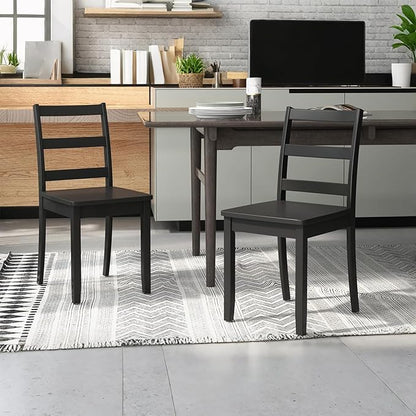 ERGOMASTER Wooden Dining Chairs Set of 4, Farmhouse Armless Wood Kitchen Chair with Back, Restaurant Side Chairs for Study, Dining Room, Black