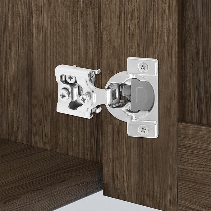 1 Inch Overlay Soft Close Cabinet Hinges, 50 Pack Slow Soft Close Hinges for Kitchen Cabinets Satin Nickel Hidden Self Closing Kitchen Cabinet Hinges for Cupboard