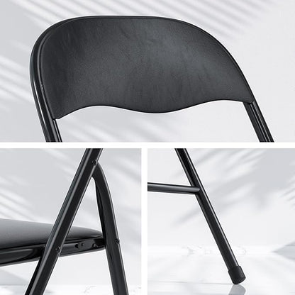 VECELO Folding Card Table and Chair Set of 5 Foldable with Padded Upholstery Tabletop, Metal, Black