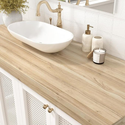 WESTICK Light Wood Grain Contact Paper Peel and Stick Countertops Waterproof Wood Wallpaper for Kitchen Cabinets Self Adhesive Wooden Vinyl Wrap for Countertop Covers Table Desk 24" x 394"