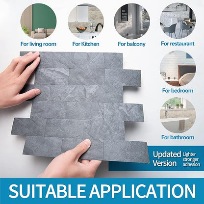 Art3d 10-Pack Peel and Stick Backsplash Tile for Kitchen Bathroom Fireplace Vanitity, Self-Adhesive Wall Tile in Blue Grey