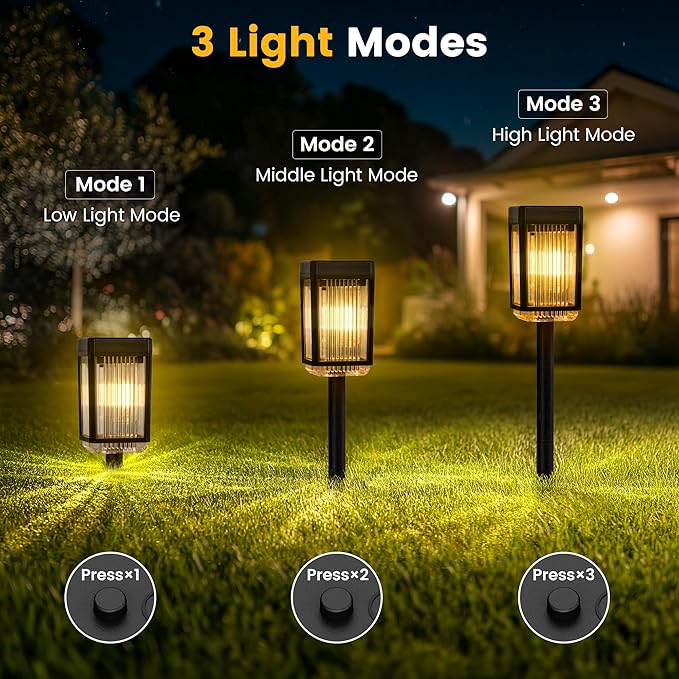 Solar Pathway Lights, Solar Powered Garden Lights Waterproof IP65, Auto On/Off Outdoor Light for Lawn Patio Walkway Driveway Decor Landscape Lighting (Warm White) (6 Pack)