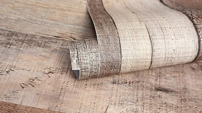 Yun-aeon Natural Wood-Cinnamon Wood Contact Paper Peel and Stick Wallpaper 17.3"x 236"Self Adhesive Removable Vintage Faux Wood Wall Paper Plank Shelf Home Decoration Kitchen Counter Cover Use