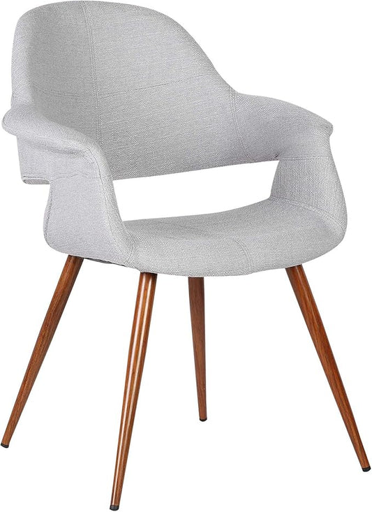 Armen Living Phoebe Mid Century Modern Accent Chair for Dining Table Kitchen Desk Vanity in Gray Fabric and Walnut Wood Finish