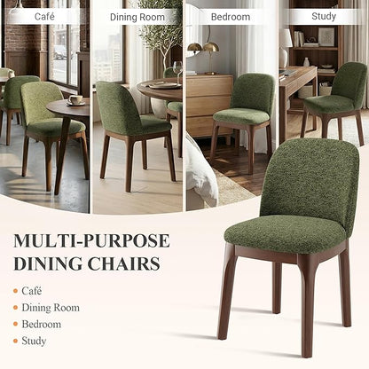 MALOL Wooden Dining Chairs Set of 2, Upholstered Kitchen & Dining Room Chairs with Thickened Wooden Legs, Farmhouse Side Chairs, Green
