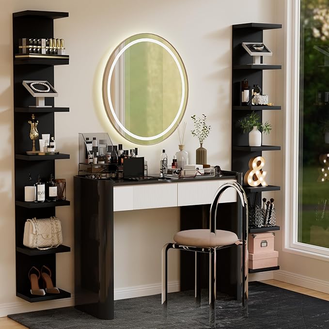 7 Tier Wall Shelf Unit, Floating Shelves for Storage Home Display, Versatile Lack Wall Shelves for Bedroom,Living Room,Office Decor, Tall Long Shelf for Book,Shoe,Vanity, Purse and TV Black