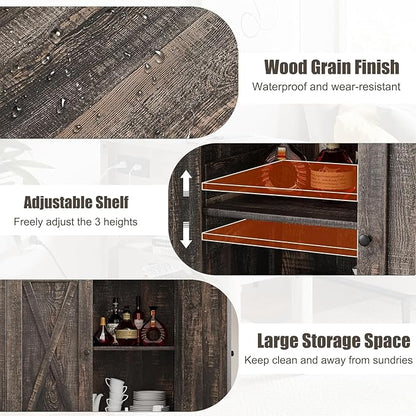 GarveeHome Small Storage Cabinet, Farmhouse Sideboard Buffet Cabinet with 2 Doors and Adjustable Shelves, Accent Entryway Console Cabinets for Living Room, Dining Room (Dark Oak, 1 Pieces)