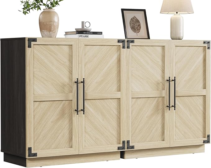 SICOTAS Sideboard Buffet Cabinet with Storage – Large Farmhouse Credenza with Doors & Adjustable Shelves for Living Room, Entryway