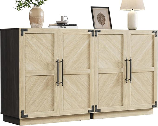 SICOTAS Sideboard Buffet Cabinet with Storage – Large Farmhouse Credenza with Doors & Adjustable Shelves for Living Room, Entryway