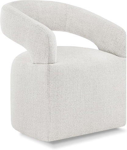 KISLOT Upholstered Dining Chairs with Casters, Modern Barrel Side Armchair with Rollers for Dining Room, Bedroom, Kitchen, Reading Room, Beige, Set of 1