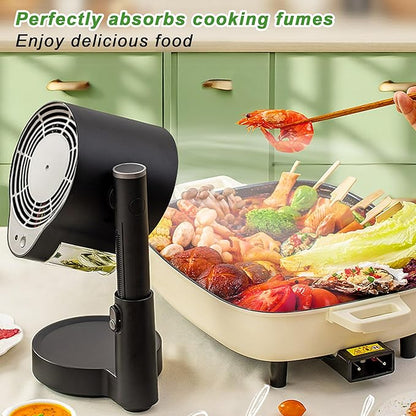 Portable Range Hood, Kitchen Cooking Desktop Exhaust Fan, Small Countertop Range Hood, 3-Speed Smoke Removal, Low Noise, Telescoping Height, Filter & Oil Cup, for Apartments, Dorm, RV, Indoor BBQ