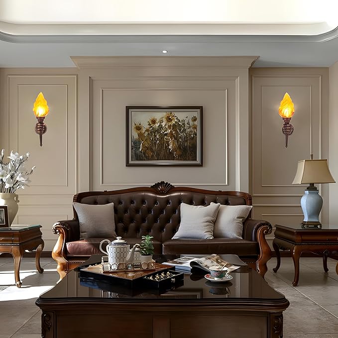 MIXL- Vintage Wall Sconces, IP55 Waterproof Art Deco Wall Lights,1-Light Outdoor Torch Patio Light, Creative Outdoor Wall Lamp for Garage, Hallway, Porch, Bedroom (Left Hand)