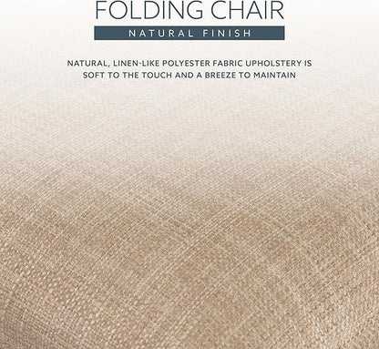 Bennett Natural Folding Chair with Rope Back and Linen Upholstered Seat Set of 2 by Linon