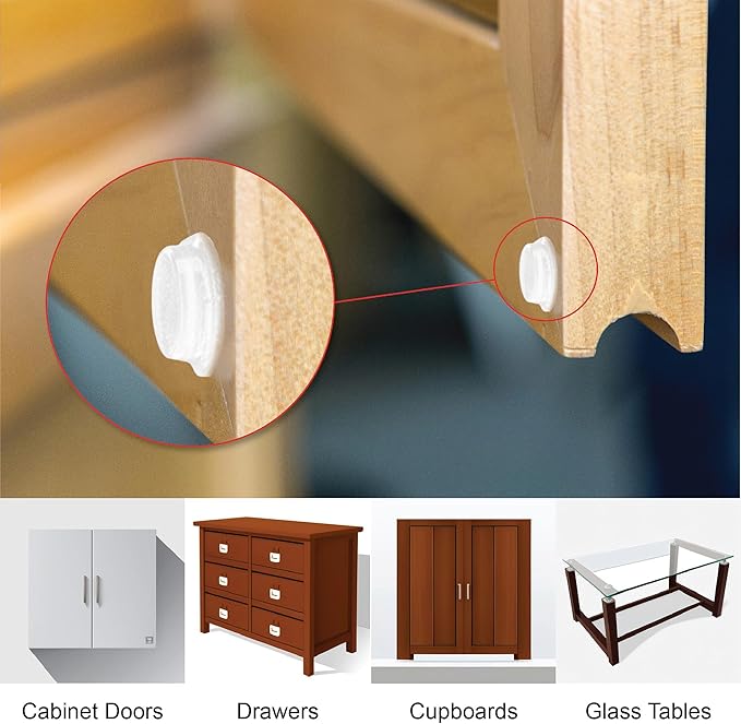 50 Pack White Cabinet Door Bumpers - 1/2” Diameter White Adhesive Pads for Drawers, Glass Tops, Cutting Boards, Picture Frames, Small Furniture