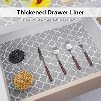 Drawer and Shelf Liner for Kitchen Cabinet,Non-Adhesive Cabinet Liner 24in x 30FT,Waterproof Shelf Paper Non-Slip Mats Cupboard Liners Contact Protect Dresser/Shelves/Table-Grey Lantern