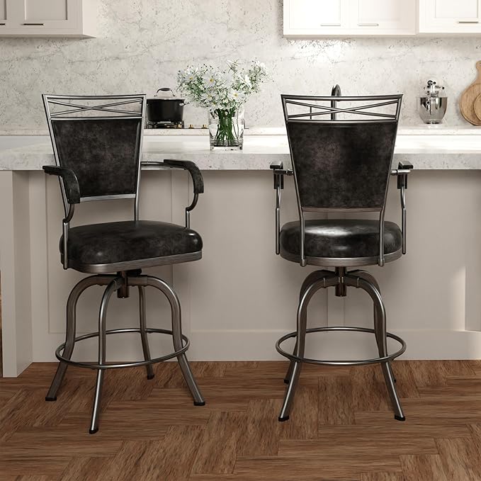 Hillsdale Bridgetown Metal Counter Height Swivel Stool, Pewter