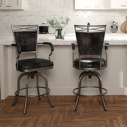 Hillsdale Bridgetown Metal Counter Height Swivel Stool, Pewter