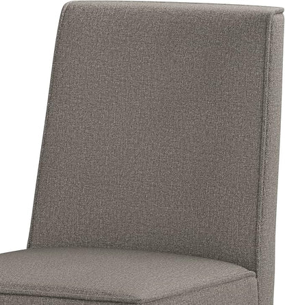 SIMPLIHOME Bartow Kitchen Chairs - Upholstered Solid Hardwood and Woven Polyester Kitchen Chair Set in Taupe, Contemporary Armless Dining Room Seating with Cushioned Seat and Back (Set of 2)