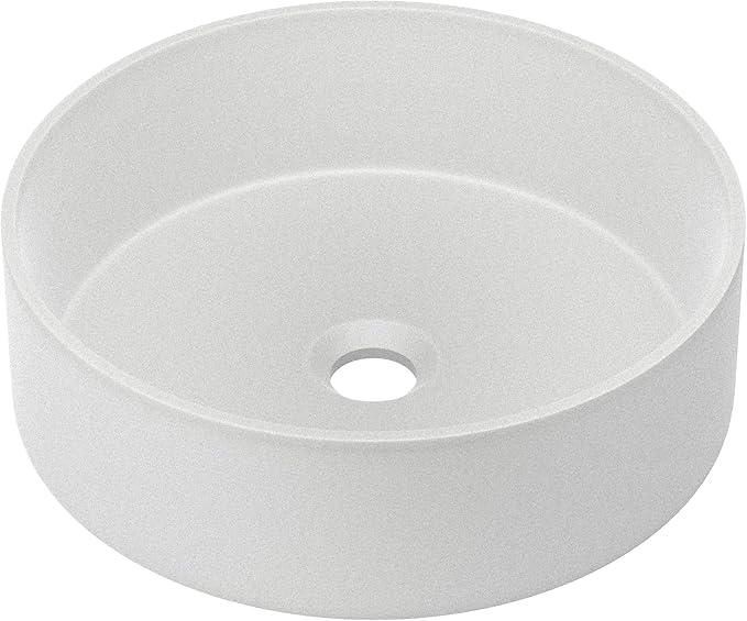 Swiss Madison Lisse 14.5" Concrete Round Vessel Sink in Matte White