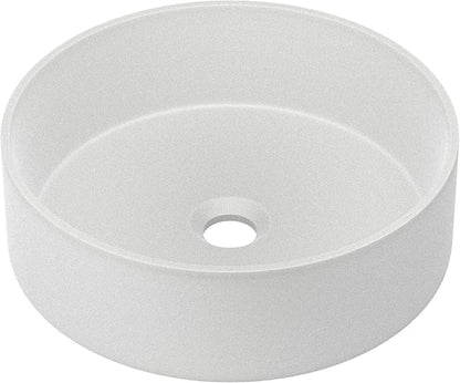 Swiss Madison Lisse 14.5" Concrete Round Vessel Sink in Matte White