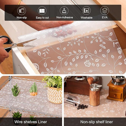 Cooyes Shelf Liner – Premium Non-Adhesive Cabinet & Drawer Liner for Kitchen – Waterproof Shelf Paper with Modern Pattern – Durable EVA Cabinet Mat – Easy to Cut （17.5" W x 240" L）