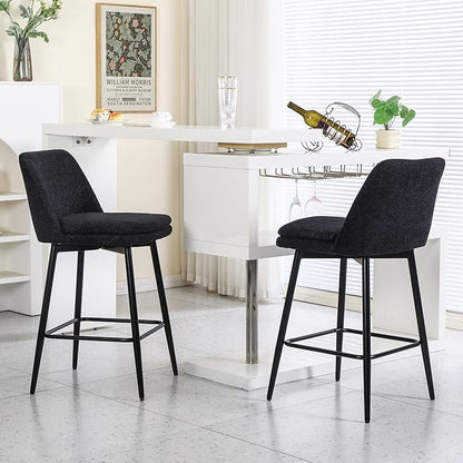 Modern Dining Chairs,Set of 2,Sturdy and Stylish,Simple Natural Design,Swivel Bar Stools with Back,Versatile Use in Kitchen Island Pub,Applicable to Front Porch,Garden,Patio,Reception Room,Black-Line