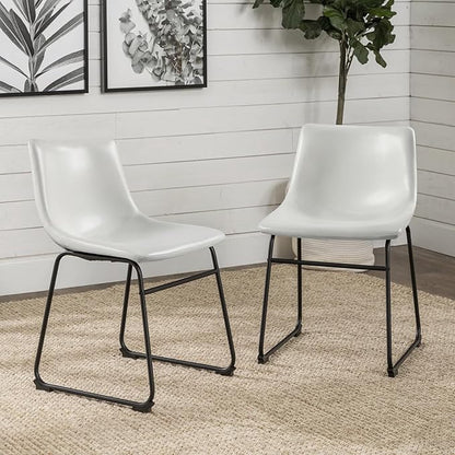 LEMBERI Faux Leather Dining Chairs Set of 2, 18 Inch Kitchen & Dining Room Chairs,Mid Century Modern Dining Chairs with Backrest and Metal Legs, Comfortable Upholstered Seat Chairs