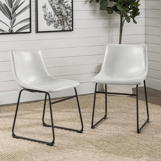 LEMBERI Faux Leather Dining Chairs Set of 2, 18 Inch Kitchen & Dining Room Chairs,Mid Century Modern Dining Chairs with Backrest and Metal Legs, Comfortable Upholstered Seat Chairs