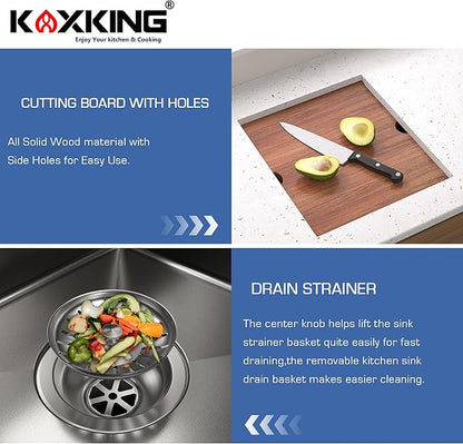 Outdoor Kitchen Sink 15x18 Inch with Foldable Faucet, Nano Silver 16 Gauge Stainless Steel Undermount Workstation Sink with Cutting Board Cover, Bottom Grid & Drain Kit