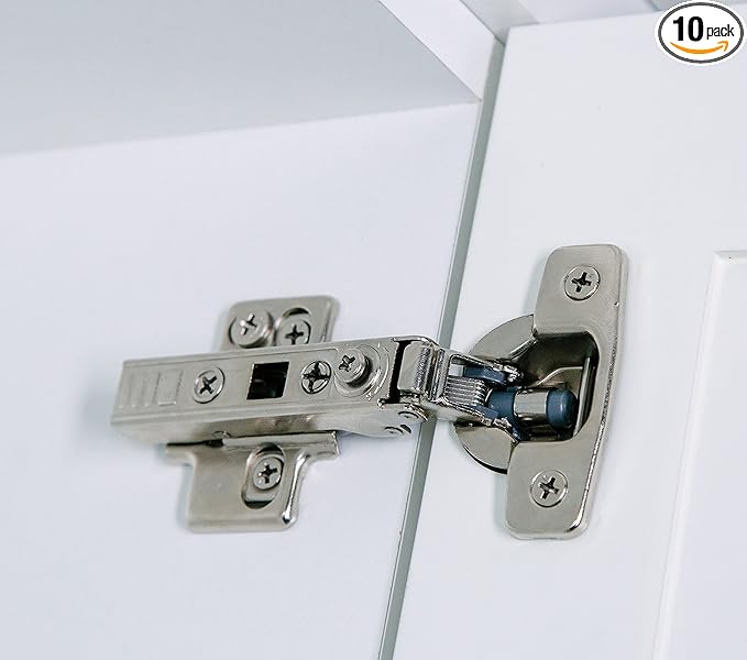 Cabinet Hinges 10 Pack Premium Frameless Full Overlay Adjustable Closing Speed Soft Close Self-Closing Hinges.